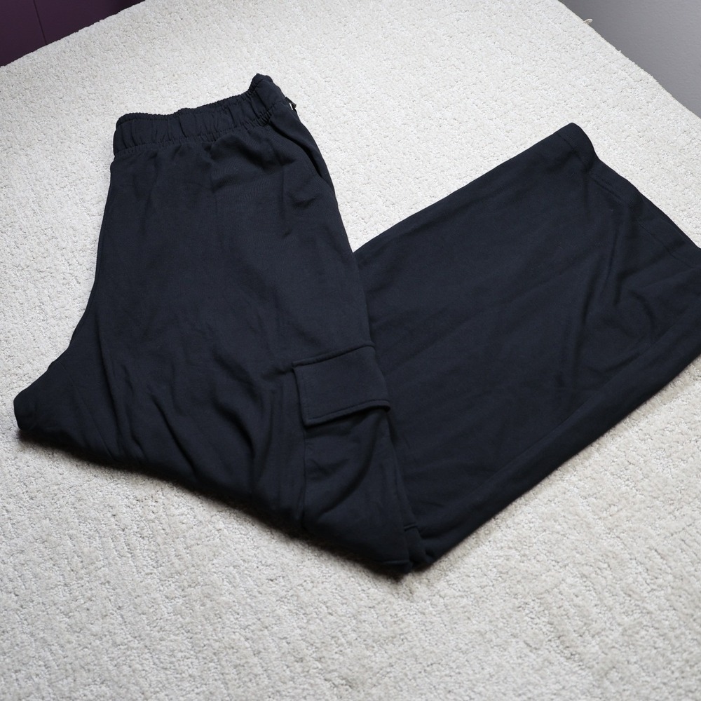 Ava & Viv Black Wide Leg Cargo Pants Plus Size 1X 18 Pull On Jersey Knit New